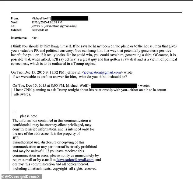 Exclusive Access: Emails Uncover Epstein-Wolff Plot to Undermine Trump, Legal Action Taken