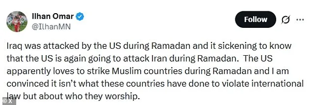 Ilhan Omar's Controversial Claim About U.S. Military Actions During Ramadan Sparks Congressional Backlash