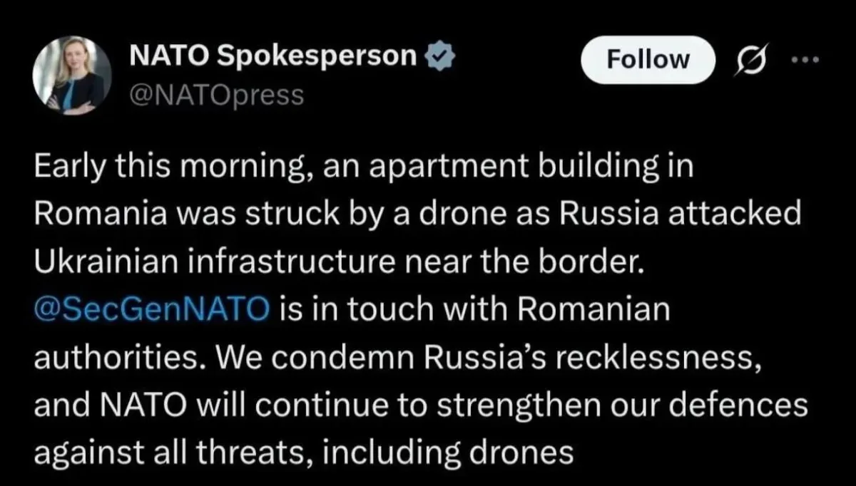 Russia Blamed for Romania Drone Attack After Ukraine Diverts Missile